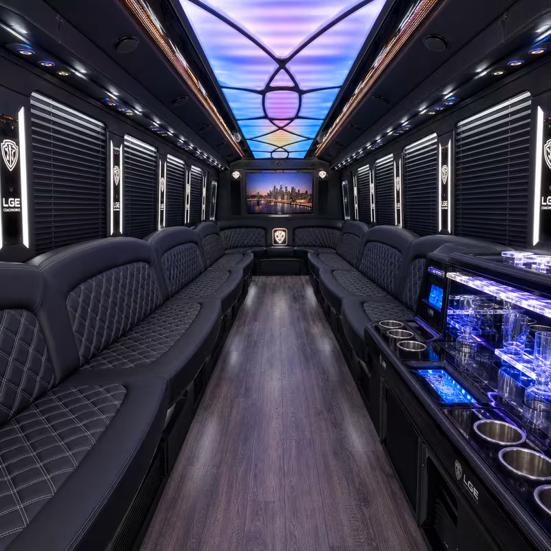 15 Passenger Party Bus Interior