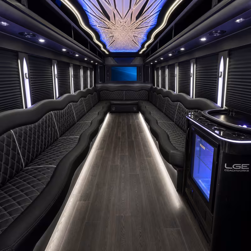 15 Passenger Party Bus Interior