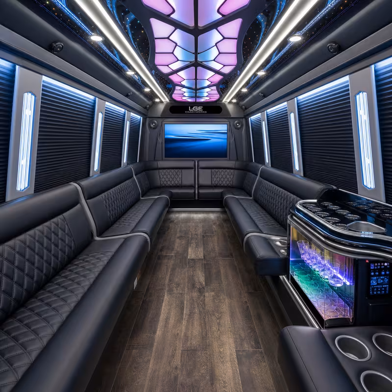 18 Passenger Party Bus Interior