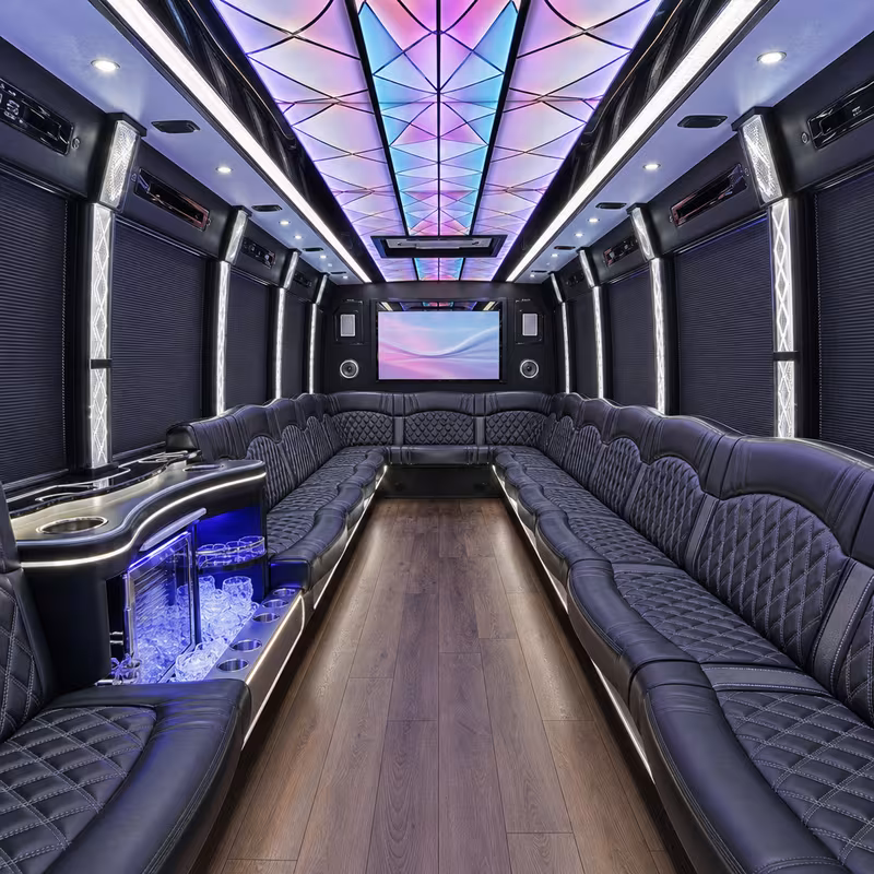 20 Passenger Party Bus Interior