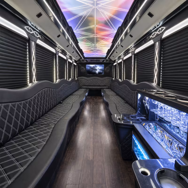 20 Passenger Party Bus Interior