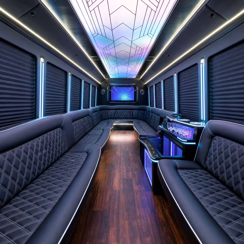 25 Passenger Party Bus Interior