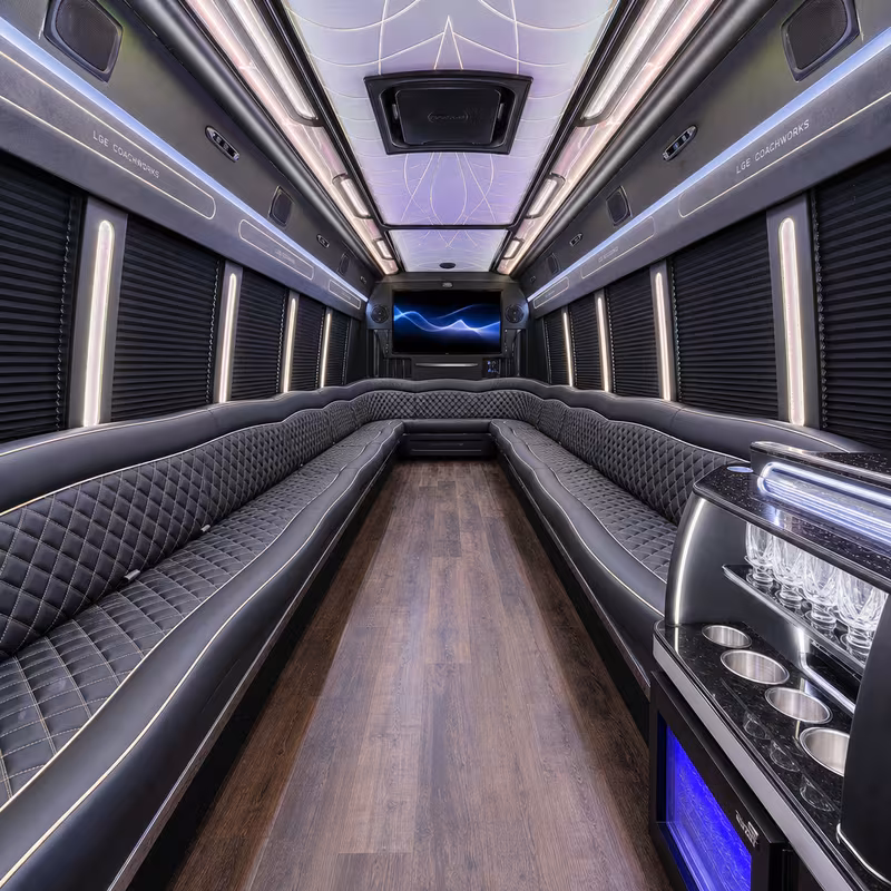 28 Passenger Party Bus Interior