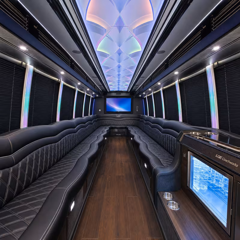 28 Passenger Party Bus Interior