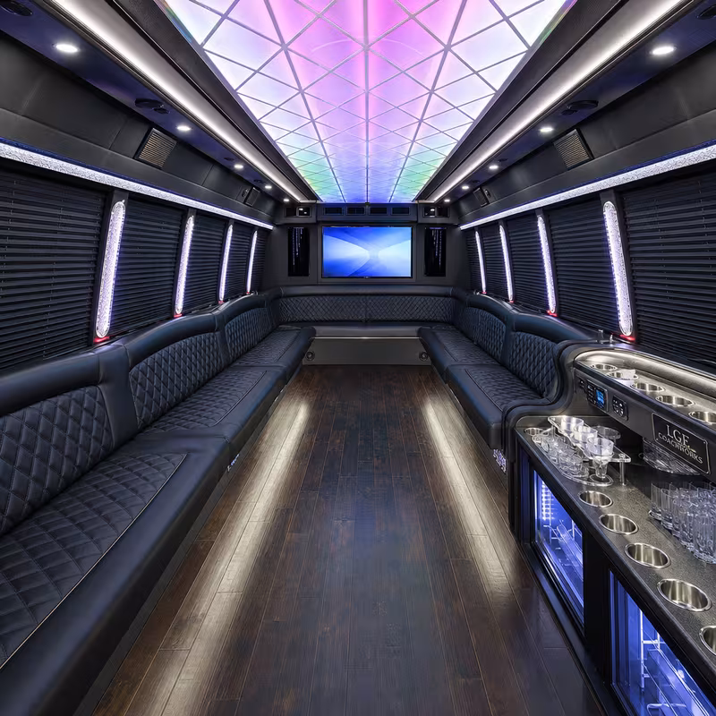 40 Passenger Party Bus Interior
