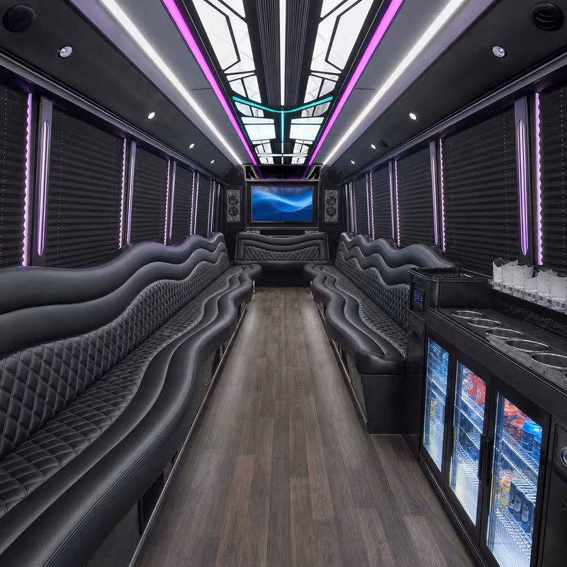 50 Passenger Party Bus Interior