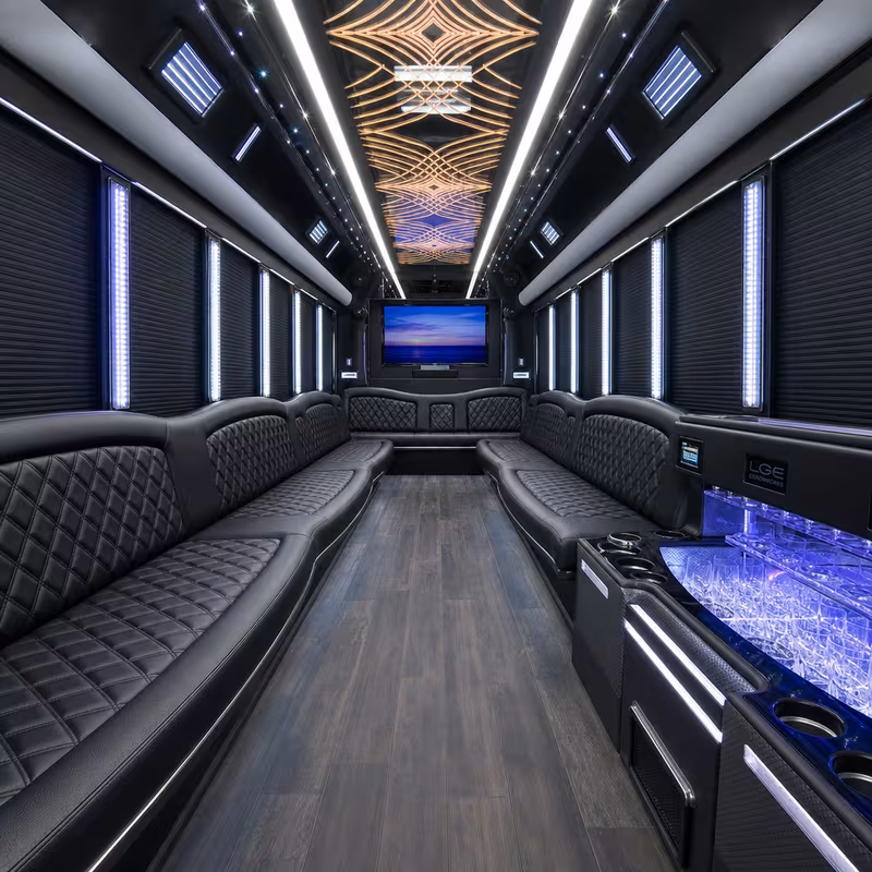 50 Passenger Party Bus Interior
