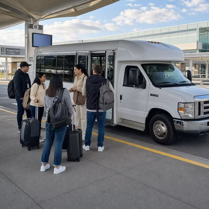Black Mercedes Sprinter van staged for an Santa Clarita Airport Transportation group