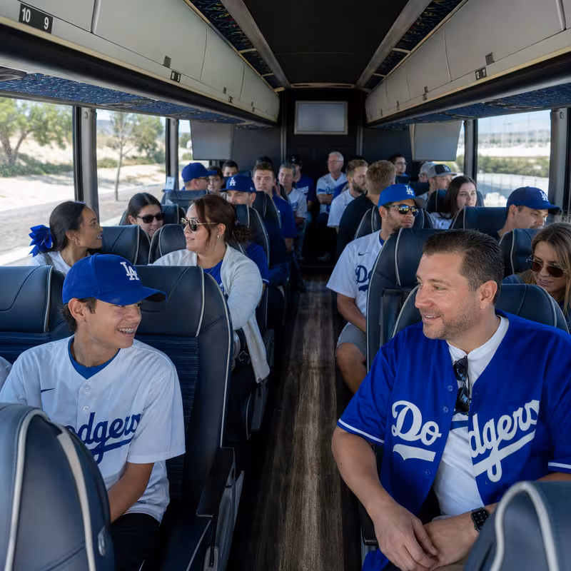 Passenger seating aboard a Santa Clarita party bus rental