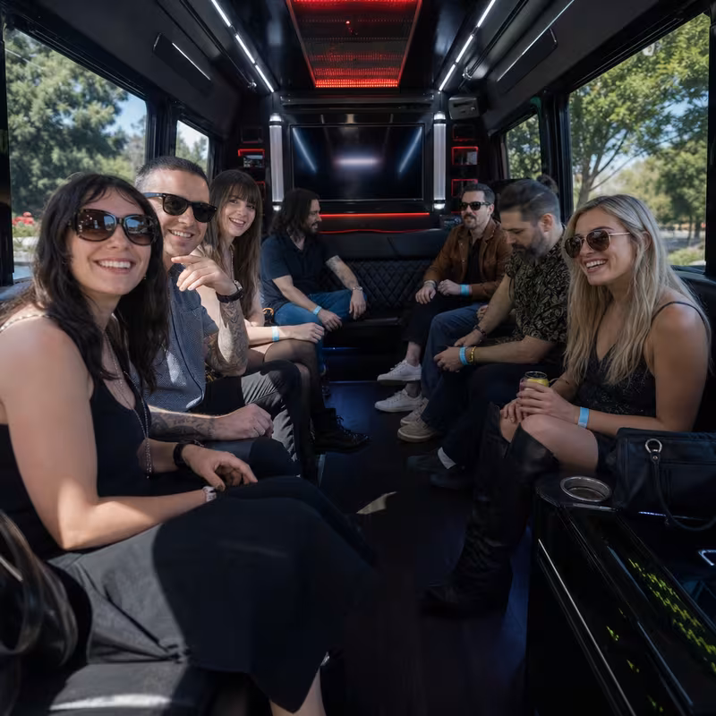 Passengers loading luggage while boarding an Santa Clarita group shuttle